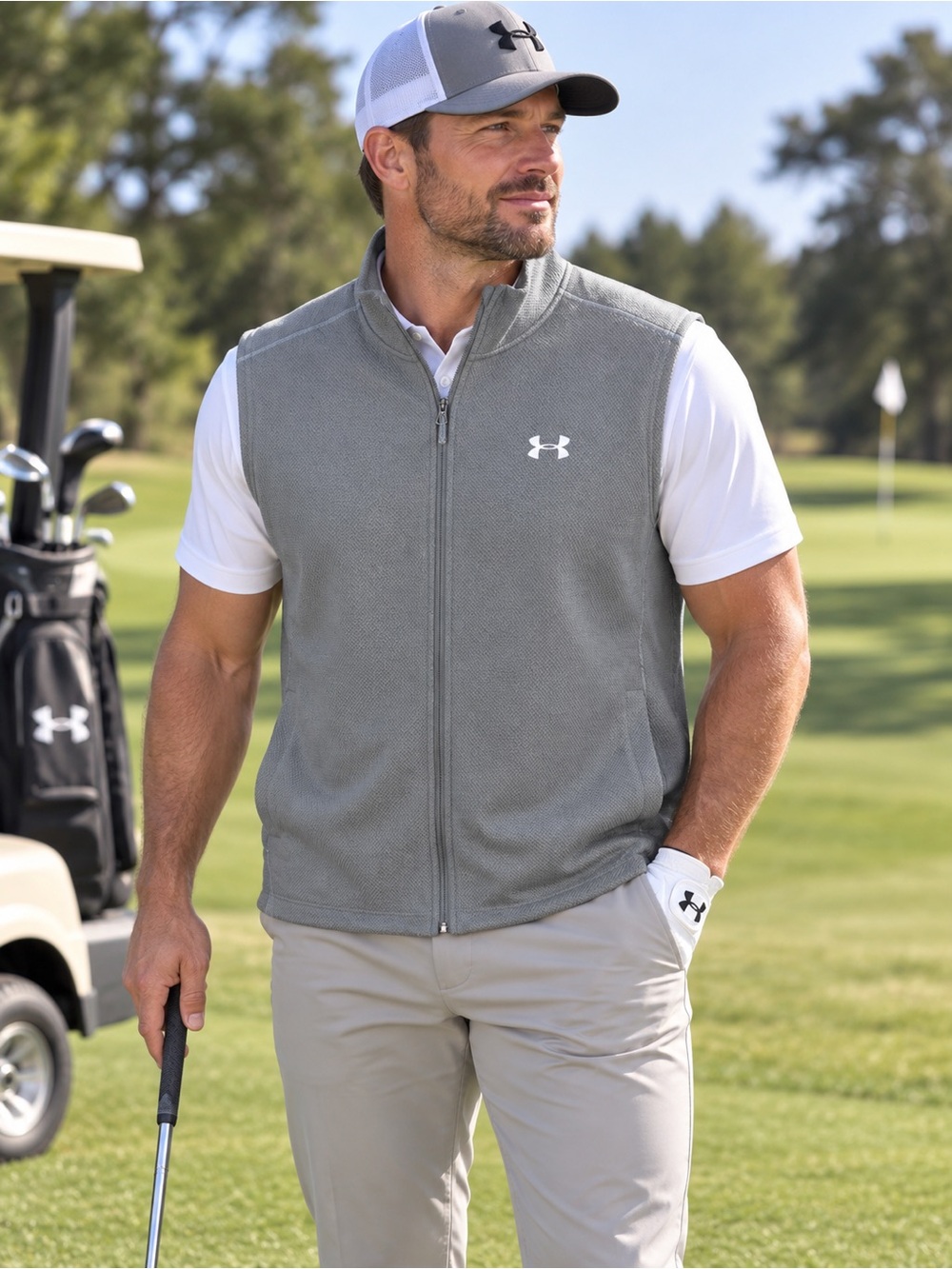 Under Armour Gray Full-Zip Sleeveless Performance Vest